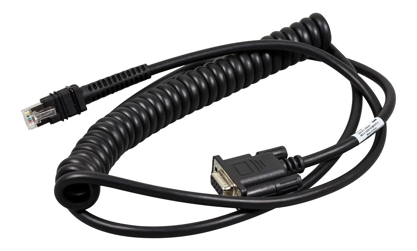 Zebra Enterprise CBA-R71-C09ZAR RS232 Cable, DB9 Female Connector, Coiled, Power Pin 9, 9' Length